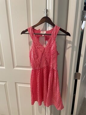 Red Gingham V-Neck Sundress